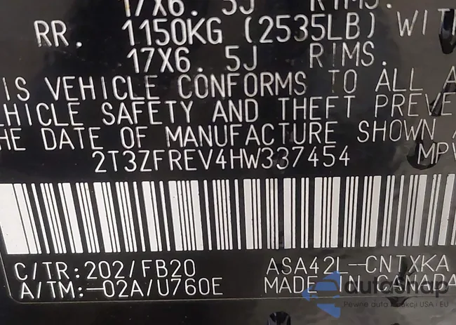 2T3ZFREV4HW337454: 43393665