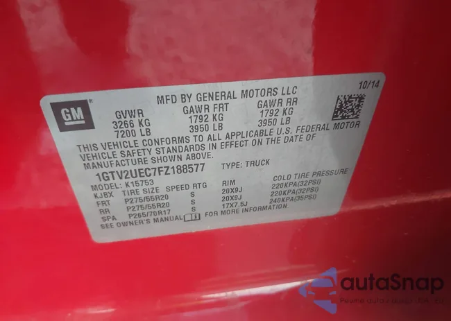 1GTV2UEC7FZ188577: 43393784