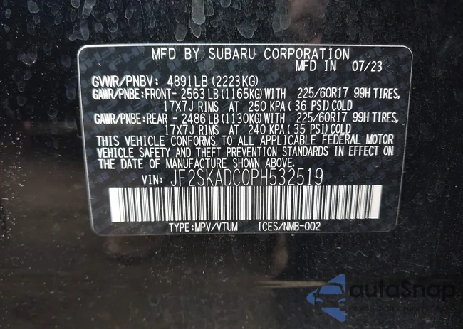 JF2SKADC0PH532519: 43393894