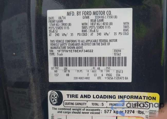 1FTFW1ET8EKF34022: 43393939