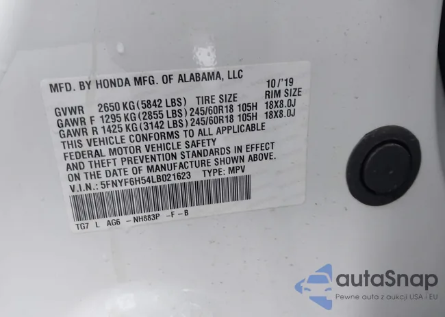 5FNYF6H54LB021623: 43393257