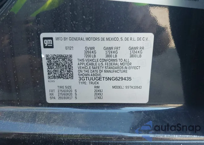 3GTUUGET5NG629435: 43393400