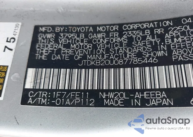 JTDKB20U087785446: 43393507