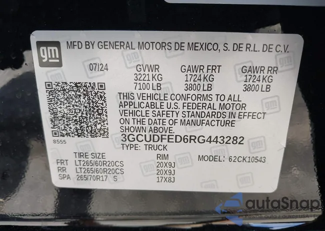 3GCUDFED6RG443282: 43393508