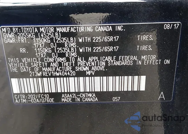 2T3WFREV1HW404420: 43393619