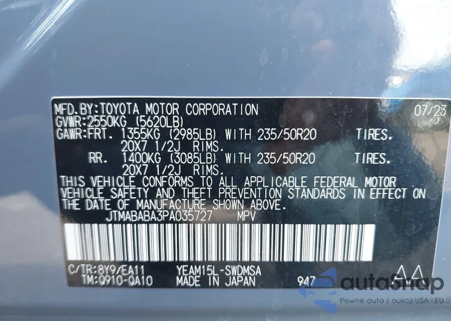 JTMABABA3PA035727: 43394686