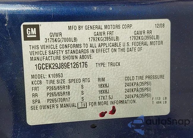 1GCEK29J89E126176: 43394706