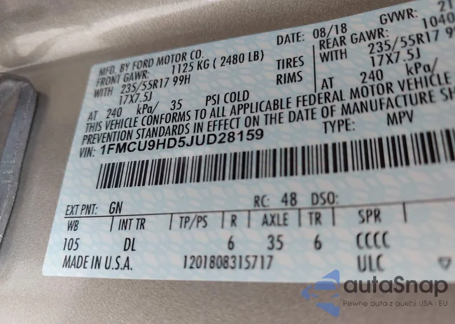 1FMCU9HD5JUD28159: 43394737