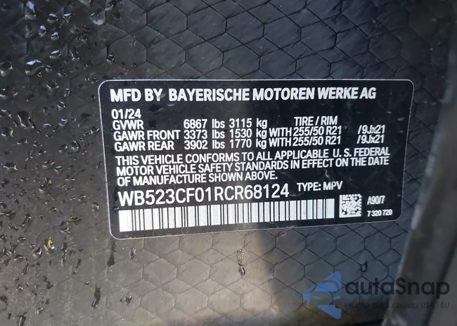 WB523CF01RCR68124: 43394860