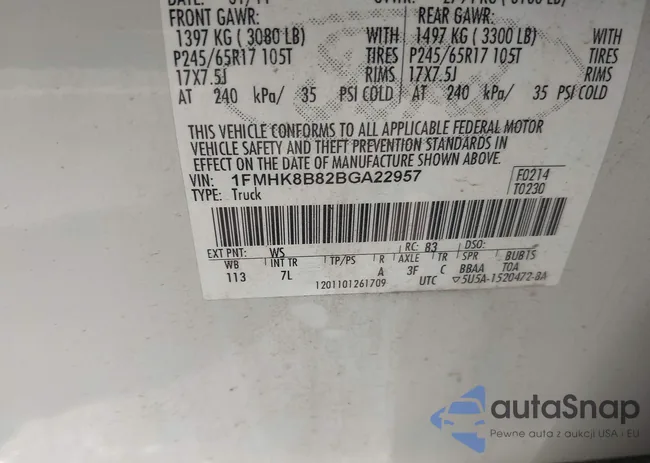 1FMHK8B82BGA22957: 43394884