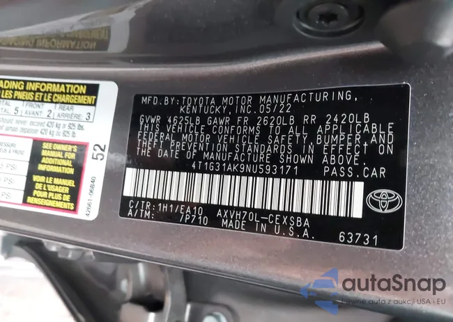 4T1G31AK9NU593171: 43394912