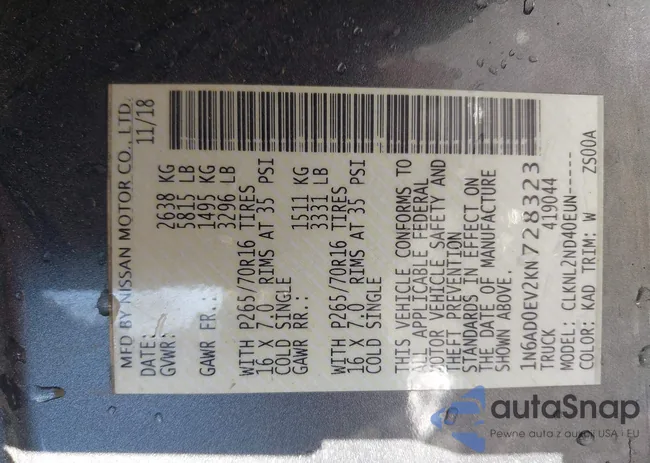 1N6AD0EV2KN728323: 43394968