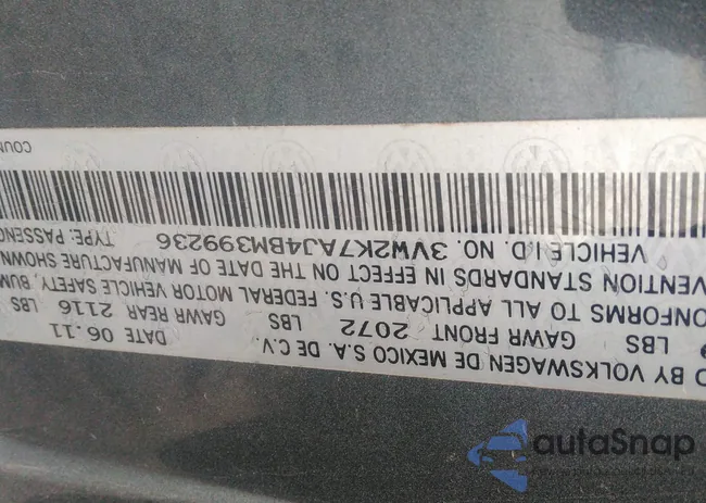 3VW2K7AJ4BM399236: 43395019