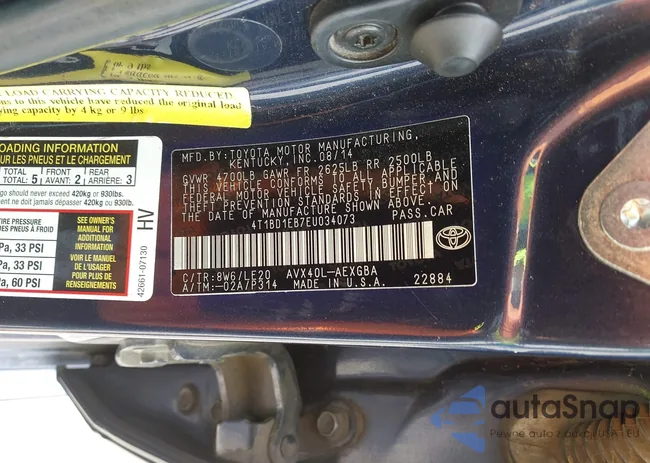 4T1BD1EB7EU034073: 43394258