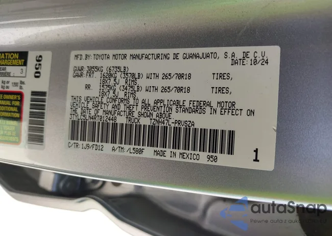 3TYLC5LN4RT012448: 43394310