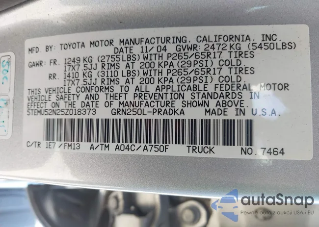 5TEMU52N25Z018373: 43394475