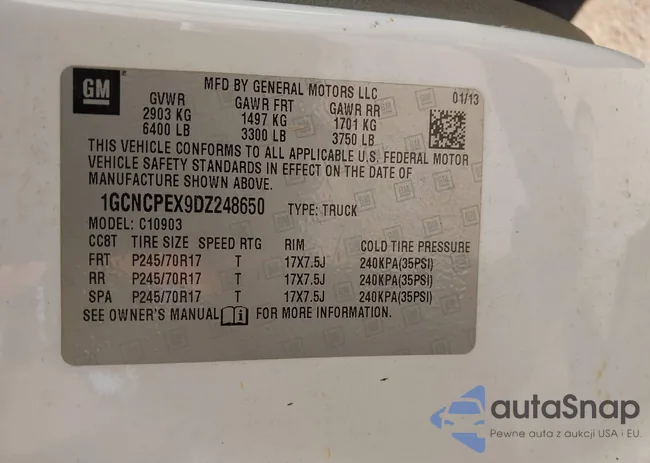 1GCNCPEX9DZ248650: 43394520