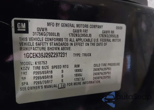 1GCEK39J29Z297231: 43394546