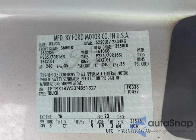 1FTRX18W33NB51827: 43394586