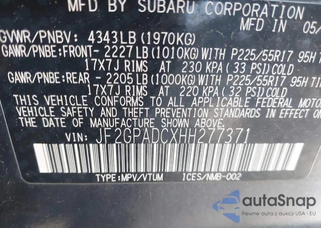 JF2GPADCXHH277371: 43395697