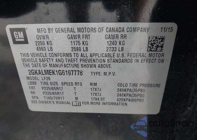 2GKALMEK1G6197778: 43395711