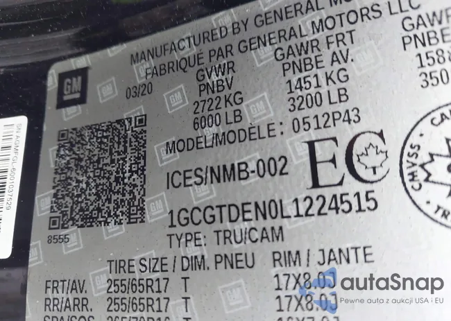 1GCGTDEN0L1224515: 43395759