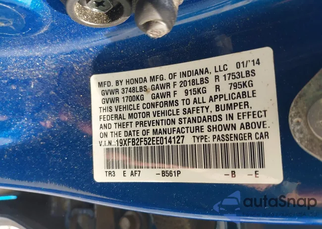 19XFB2F52EE014127: 43395809