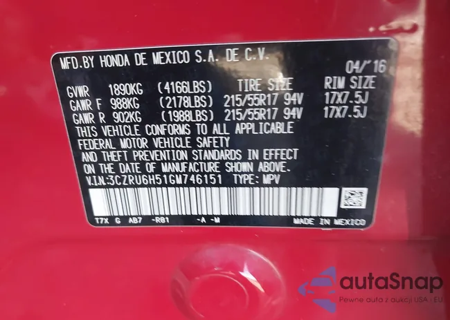 3CZRU6H51GM746151: 43395813