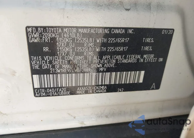 2T3W1RFV7LW070884: 43395869