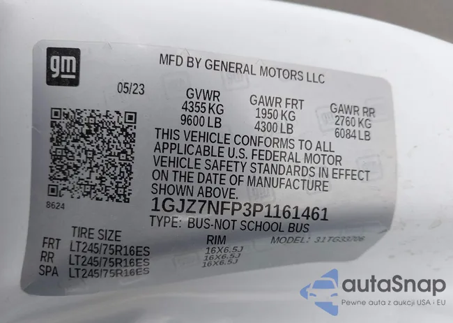 1GJZ7NFP3P1161461: 43395925