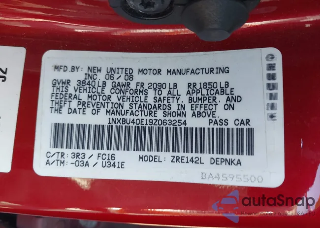 1NXBU40E19Z063254: 43396016