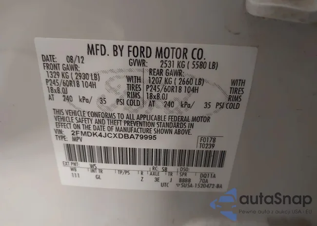 2FMDK4JCXDBA79995: 43396030