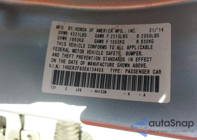 1HGCR2F85EA134405: 43395266