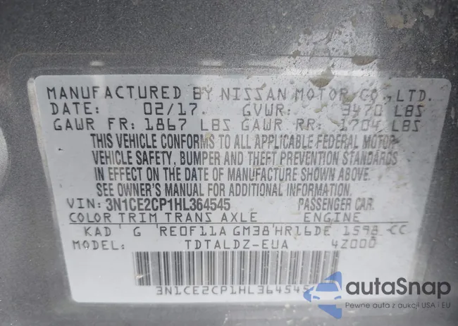 3N1CE2CP1HL364545: 43395268