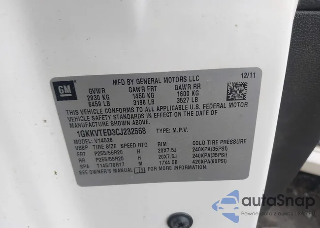 1GKKVTED3CJ232568: 43395360