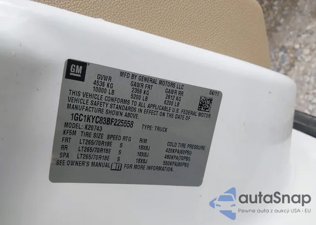 1GC1KYC83BF225558: 43395436