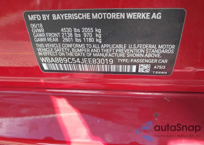 WBA8B9C54JEE83019: 43395580