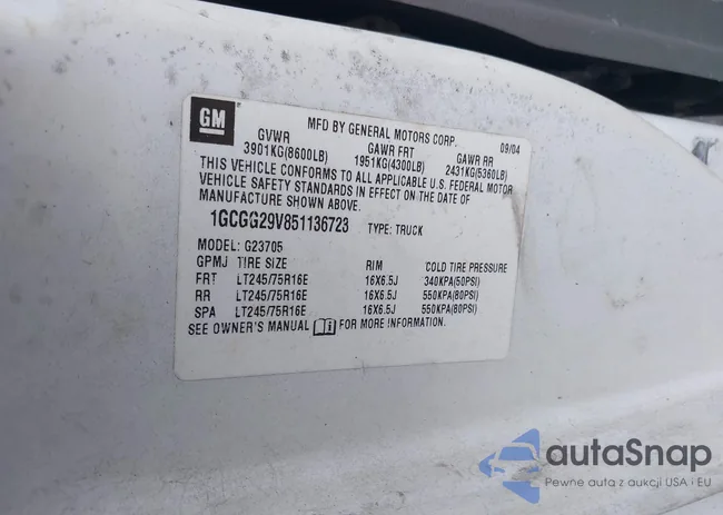 1GCGG29V851136723: 43395582