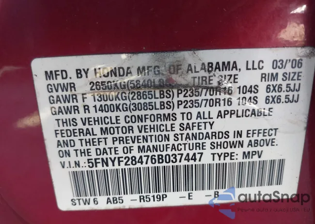 5FNYF28476B037447: 43395591