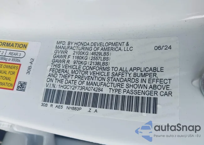 1HGCY2F73RA074284: 43395617