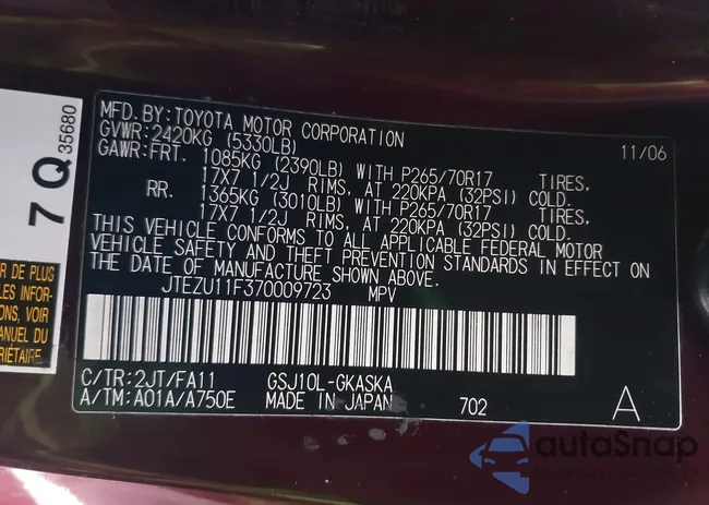 JTEZU11F370009723: 43395624