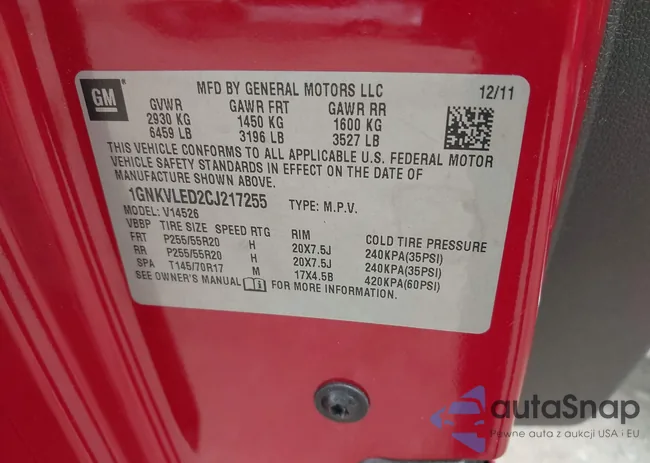 1GNKVLED2CJ217255: 43396642