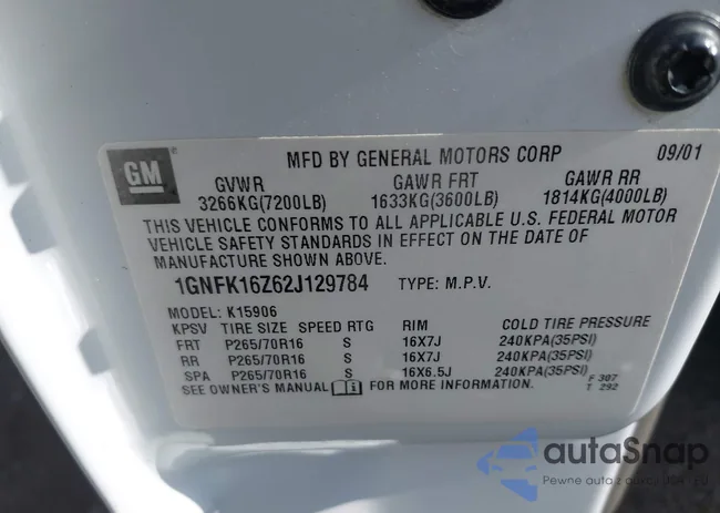 1GNFK16Z62J129784: 43396643