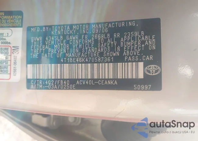 4T1BE46K47U587361: 43396761