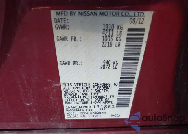 1N4AL3APXDC131861: 43396820