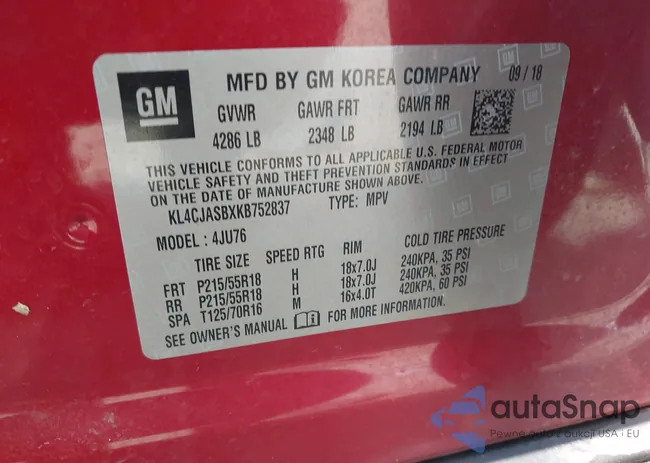 KL4CJASBXKB752837: 43396859