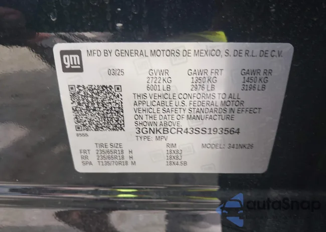 3GNKBCR43SS193564: 43396866