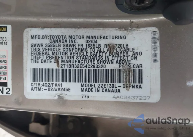 2T1BR32E54C293320: 43396936