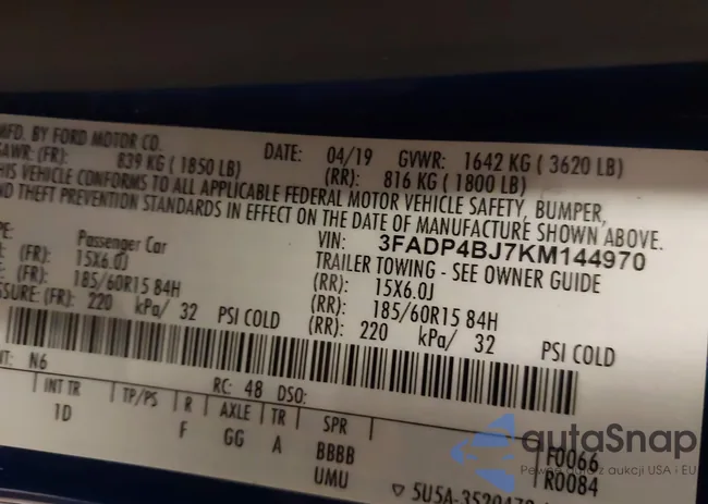 3FADP4BJ7KM144970: 43397145