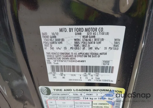 1FTFW1CTXDKD46491: 43397196